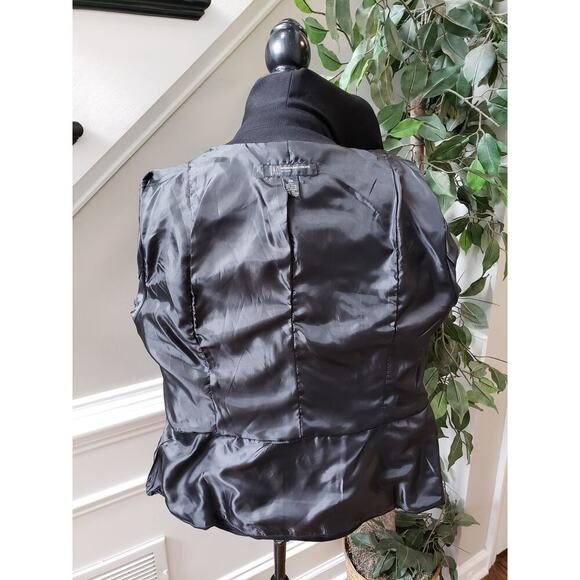 INC Black Ruffle Open Front Blazer Jacket 0X Women’s Draped Long Sleeve Stretch - Picture 9 of 12